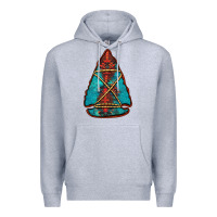 Heather Grey turquoise glitter aztec arrowhead Premium Hoodie - Jasminsmagicworld