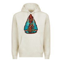 Oatmeal Heather turquoise glitter aztec arrowhead Premium Hoodie - Jasminsmagicworld