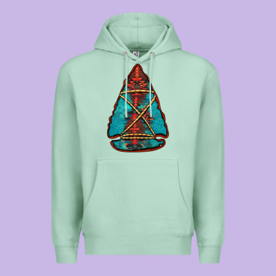Turquoise Glitter Aztec Arrowhead Premium Hoodie Designed By Jasminsmagicworld