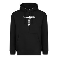Black grace   christian faith cross script baptism gift Heavyweight Hoodie - DesigneFamous