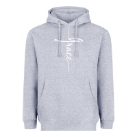 Heather Grey grace   christian faith cross script baptism gift Heavyweight Hoodie - DesigneFamous