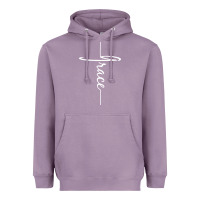 Lavender grace   christian faith cross script baptism gift Heavyweight Hoodie - DesigneFamous