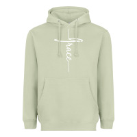 Matcha grace   christian faith cross script baptism gift Heavyweight Hoodie - DesigneFamous