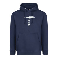 Navy grace   christian faith cross script baptism gift Heavyweight Hoodie - DesigneFamous