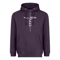 Plum grace   christian faith cross script baptism gift Heavyweight Hoodie - DesigneFamous