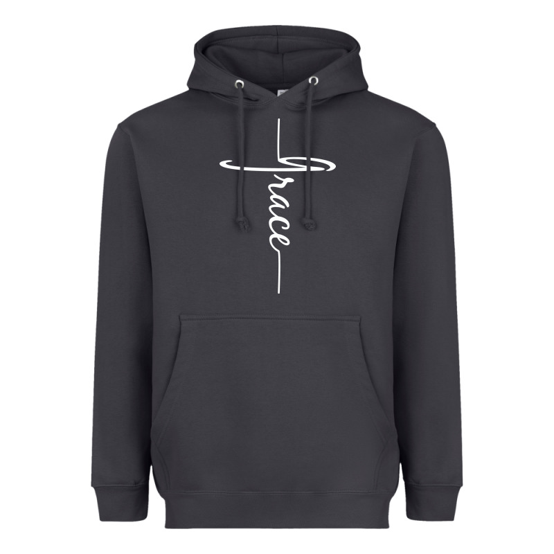 Grace   Christian Faith Cross Script Baptism Gift Heavyweight Hoodie by DesigneFamous | Teevron
