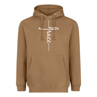 Toasted Coconut grace   christian faith cross script baptism gift Heavyweight Hoodie - DesigneFamous