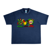 Navy peace love juneteenth Urban Heavy Tee - FaDigitalArtStudio
