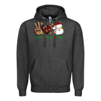 Charcoal Heather peace love Santa Zipper Hoodie - AdoDesignShop