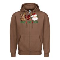 Chestnut peace love Santa Zipper Hoodie - AdoDesignShop