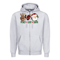 Heather Grey peace love Santa Zipper Hoodie - AdoDesignShop