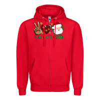 Red peace love Santa Zipper Hoodie - AdoDesignShop