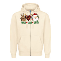 Sandshell peace love Santa Zipper Hoodie - AdoDesignShop