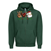 Sports Green peace love Santa Zipper Hoodie - AdoDesignShop