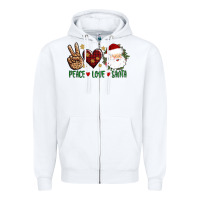 White peace love Santa Zipper Hoodie - AdoDesignShop