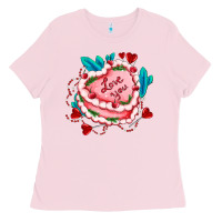 Bubblegum Pink valentines day cakes olivia creates design Ladies Tee - OliviaCreatesArt