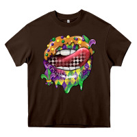 Chocolate Brown mardi gras lips Heavy Core Tee - CowGirlArtShop