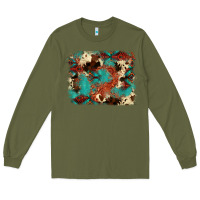 Army Green aztec turquoise glitter cowhide  tooled leather ba Long Sleeve Tee - FaDigitalArtStudio