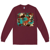 Burgundy aztec turquoise glitter cowhide  tooled leather ba Long Sleeve Tee - FaDigitalArtStudio
