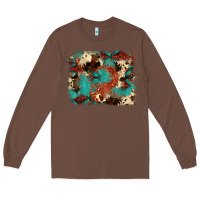 Chestnut aztec turquoise glitter cowhide  tooled leather ba Long Sleeve Tee - FaDigitalArtStudio