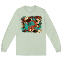 Matcha aztec turquoise glitter cowhide  tooled leather ba Long Sleeve Tee - FaDigitalArtStudio