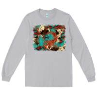 Moon Dust aztec turquoise glitter cowhide  tooled leather ba Long Sleeve Tee - FaDigitalArtStudio