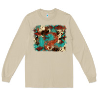 Mushroom aztec turquoise glitter cowhide  tooled leather ba Long Sleeve Tee - FaDigitalArtStudio