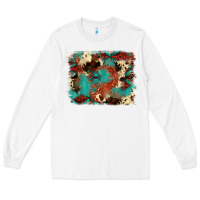 White aztec turquoise glitter cowhide  tooled leather ba Long Sleeve Tee - FaDigitalArtStudio