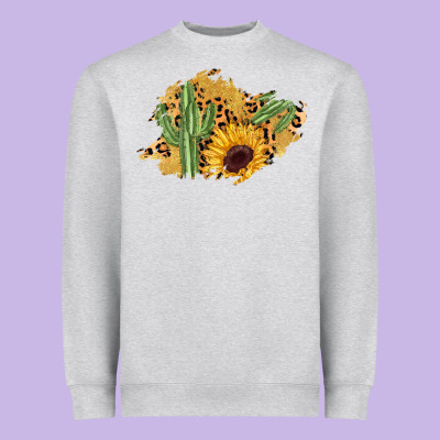 Cactus Leopard Sunflower Glitter  Patch Heavyweight Sweatshirt Designed By Adodesignshop