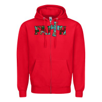 Red faith christmas cross Zipper Hoodie - AdoDesignShop