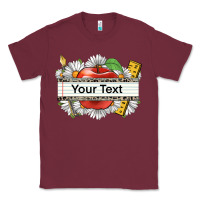Burgundy floral teacher custom name Classic Tee - CowGirlArtShop