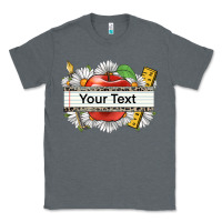 Charcoal Heather floral teacher custom name Classic Tee - CowGirlArtShop