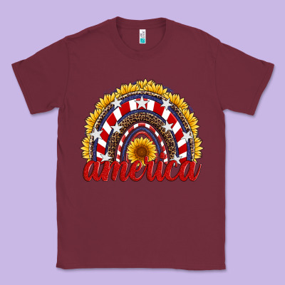 America Sunflower Rainbow Classic Tee Designed By Artiststas