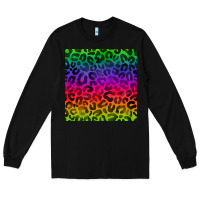 Black colorful leopard seamless pattern Long Sleeve Tee - BundleAndBundleShop