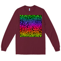 Burgundy colorful leopard seamless pattern Long Sleeve Tee - BundleAndBundleShop