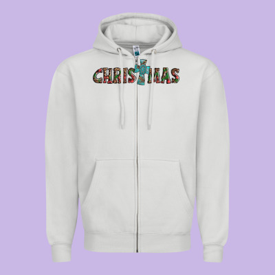 Christmas Cross Zipper Hoodie Designed By Adodesignshop