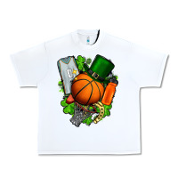 White St. Patrick's Day Basketball Urban Heavy Tee - FaDigitalArtStudio
