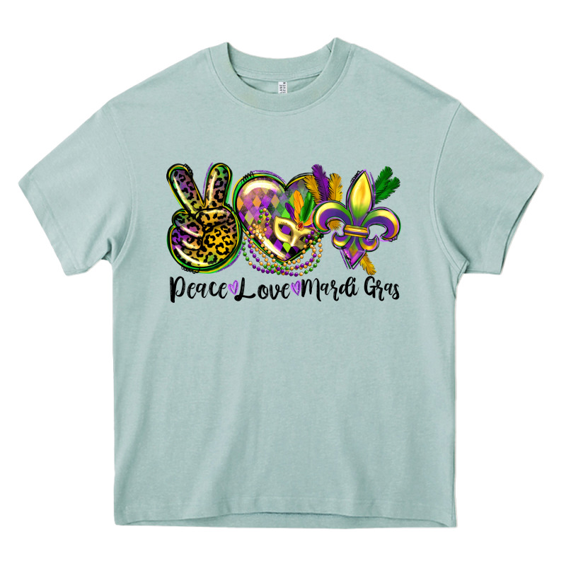 Peace Love Mardi Gras Heavy Core Tee by CowGirlArtShop | Teevron