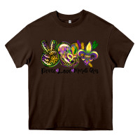 Chocolate Brown peace love mardi gras Heavy Core Tee - CowGirlArtShop