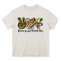 Cream peace love mardi gras Heavy Core Tee - CowGirlArtShop