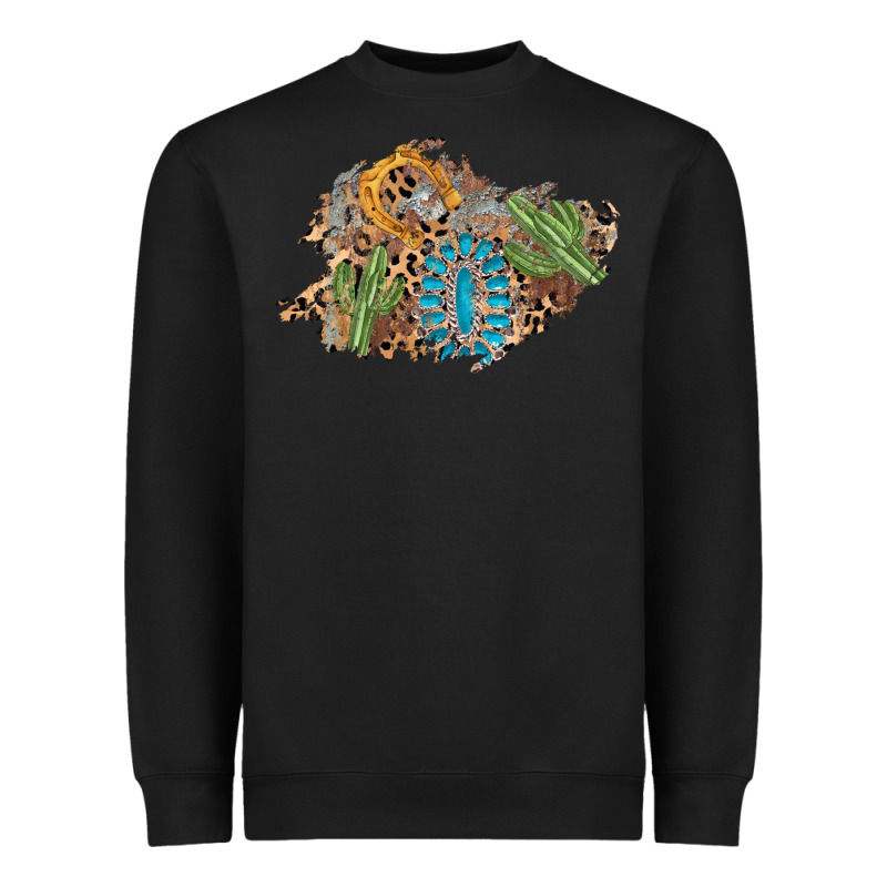 Horseshoe Leopard Gemstone Cactus Patch Heavyweight Sweatshirt by AdoDesignShop | Teevron