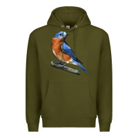 Army Green Eastern Bluebird Premium Hoodie - LillyAllenDesigns