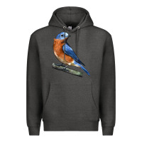 Charcoal Heather Eastern Bluebird Premium Hoodie - LillyAllenDesigns