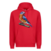 Red Eastern Bluebird Premium Hoodie - LillyAllenDesigns