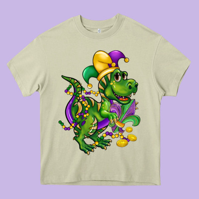 Mardi Gras Trex Heavy Core Tee Designed By Cowgirlartshop