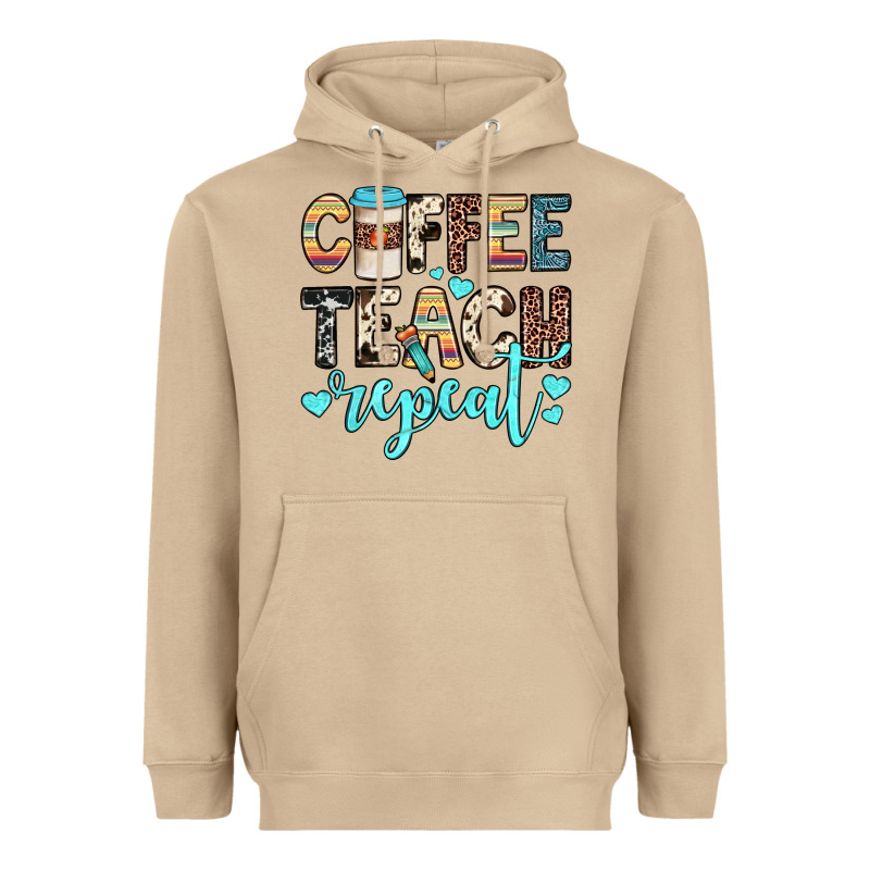 Coffee Teach Repeat Heavyweight Hoodie by JahusDesignShop | Teevron