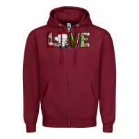 Burgundy love christmas gnome Zipper Hoodie - AdoDesignShop