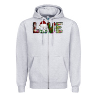 Heather Grey love christmas gnome Zipper Hoodie - AdoDesignShop