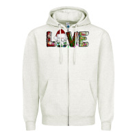 Oatmeal Heather love christmas gnome Zipper Hoodie - AdoDesignShop