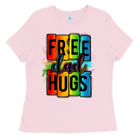 Bubblegum Pink free dad hugs Ladies Tee - OliviaCreatesArt